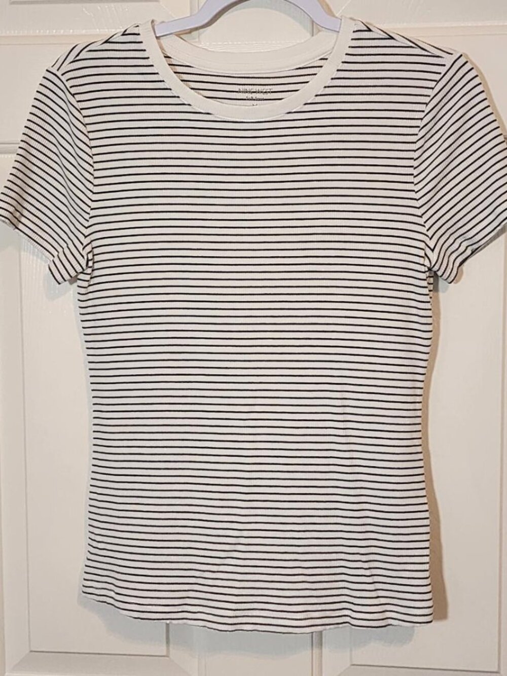 Nine West Women's Fitted Ribbed Crewneck Top